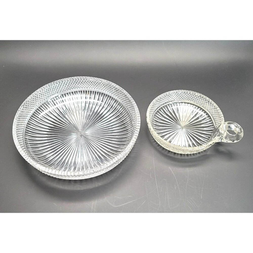 Libbey Glass Bowls American Brilliant Serving Accent Handle Chip Dip JY1